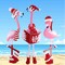 Haute Decor Outdoor Christmas Caroling Flamingos Trio Yard Decor - Sturdy Weatherproof Metal Construction, 3 Holiday Flamingos, Yard Stakes Included